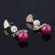 14K Gold Bow Pearl Earrings